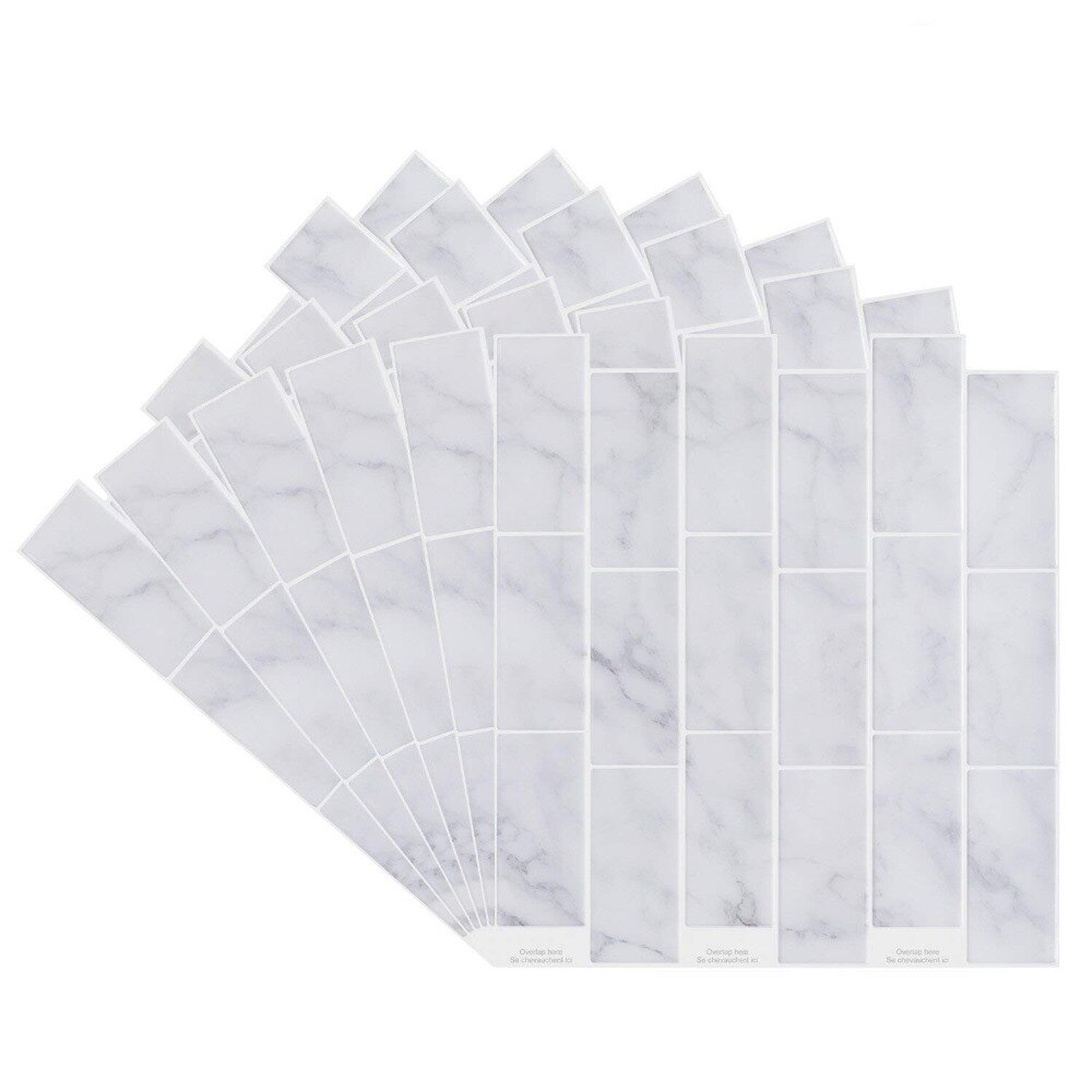 Carrara Subway Backsplash Tile peel and stick Self Adhesive Wall Decor Sticker DIY Kitchen Bathroom Home Vinyl Wallpaper 1 Sheet