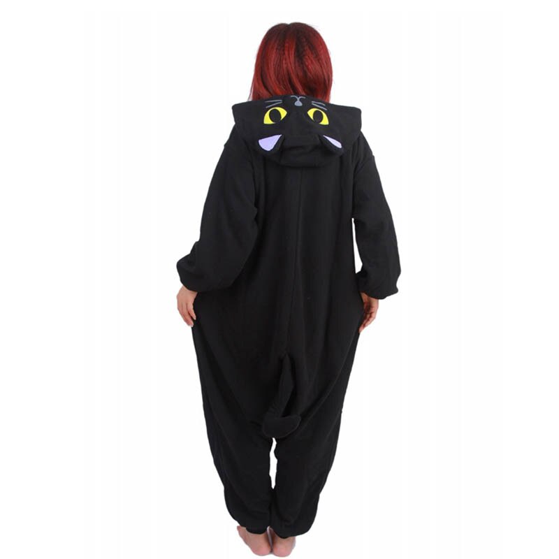 Adult Animal Onesie The Midnight Cat Onesie Polar Fleece Pajamas for in Stock