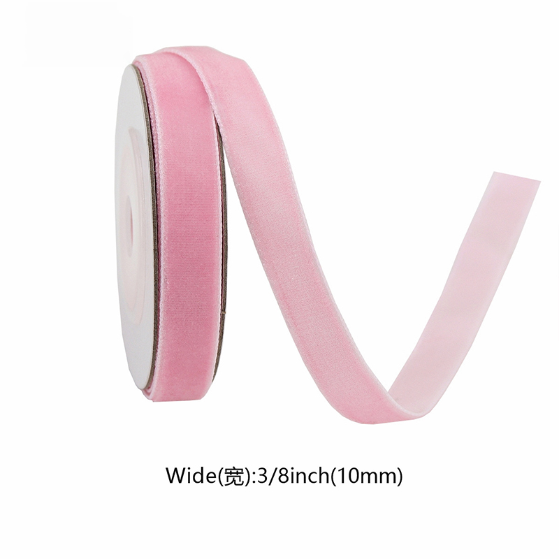 1cm farverige fløjlsbånd enkeltsidet flocking tape fløjlstape sløjfe emballagebånd 5/10 yards: Kobber / L