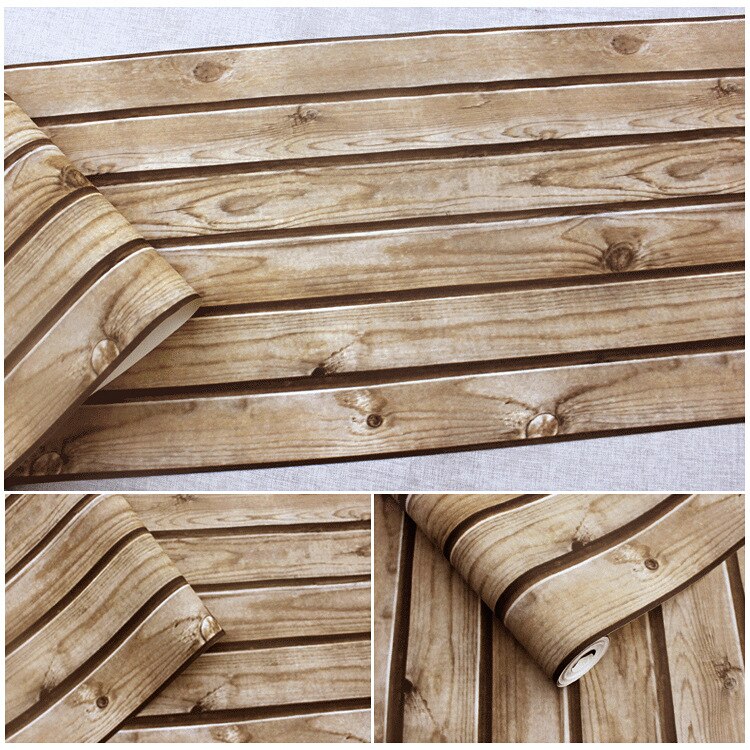 3D 3D Wood Texture Chinese Imitation Wood-Grain Wallpaper Log Color Vintage Wood Ceiling Attic Ceiling Wallpaper: 401