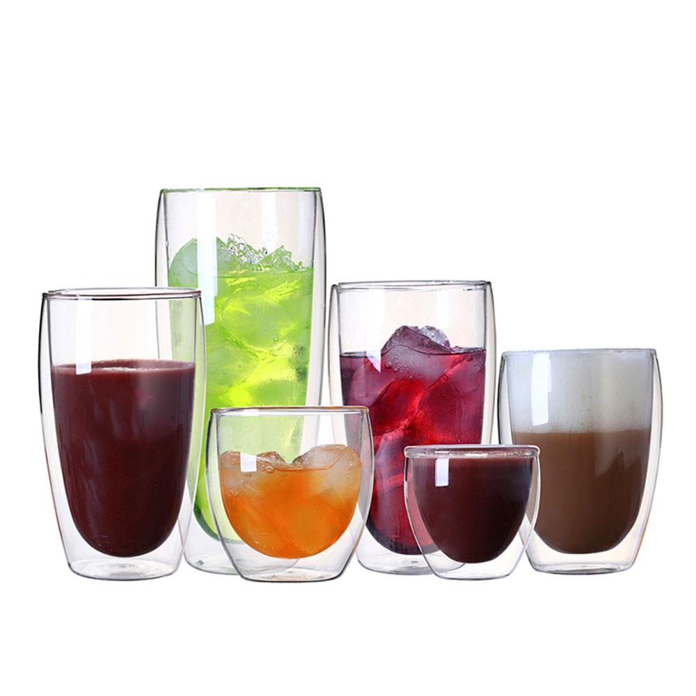 Glas 80-600ml isolerede termiske kaffekrus glas kop dobbeltvæg glasvarer spisestue te kop klare drikkevarer køkken bar container