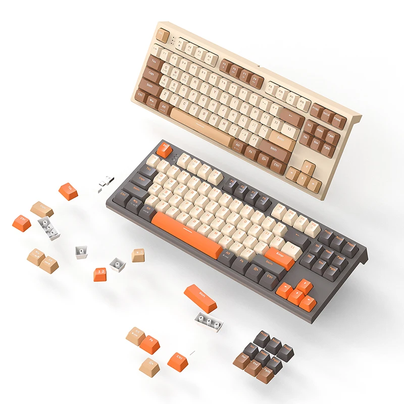 Teclado mecánico inalámbrico 2,4G BT5.0, teclas PBT para juegos de e-sports, 2 modos, receptor de TYPE-C USB, estructura de junta intercambiable en