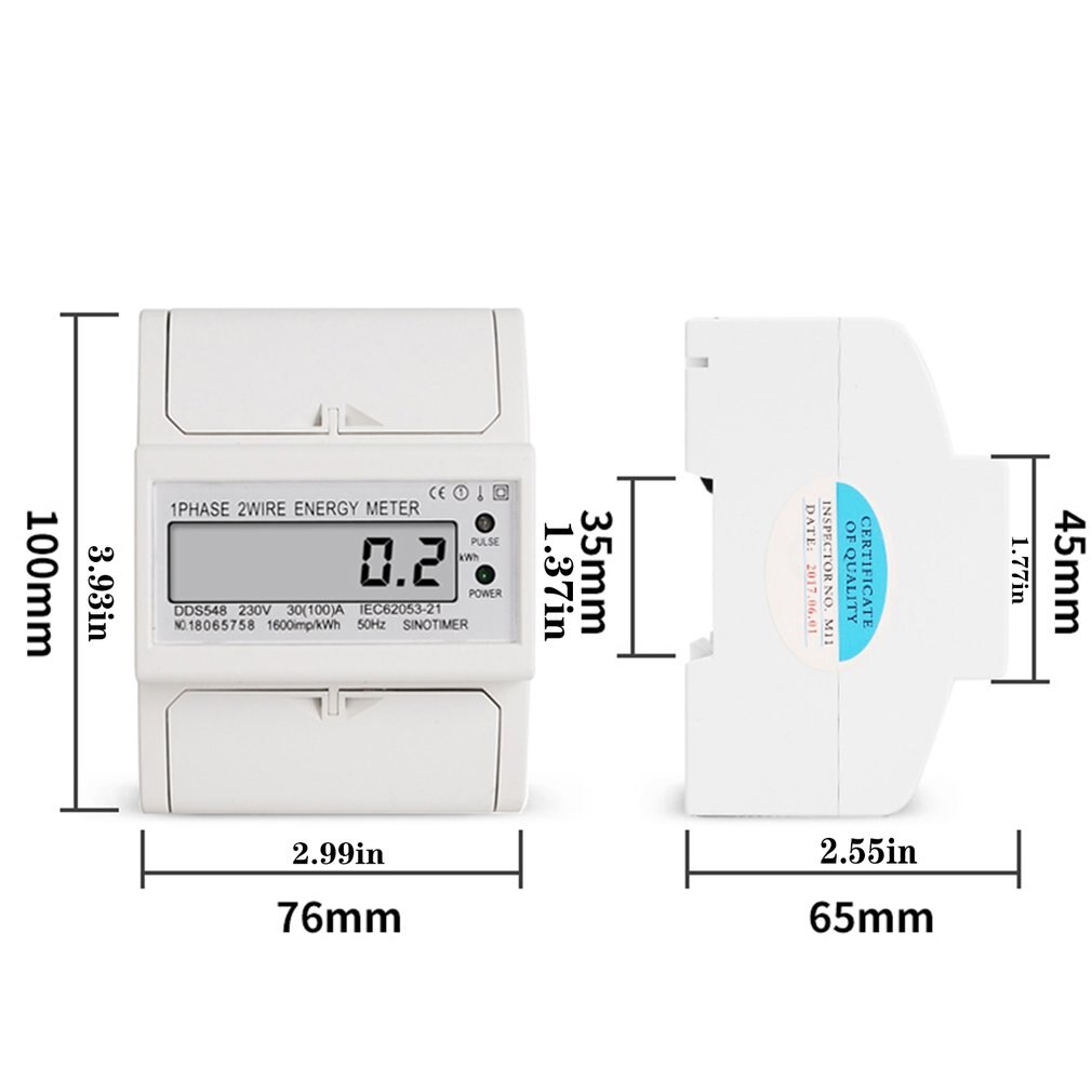 DIN Rail Mount AC 380V 5-100A Three Phase 2 Wire Digital Power Meter Electricity Cost Measuring Meter