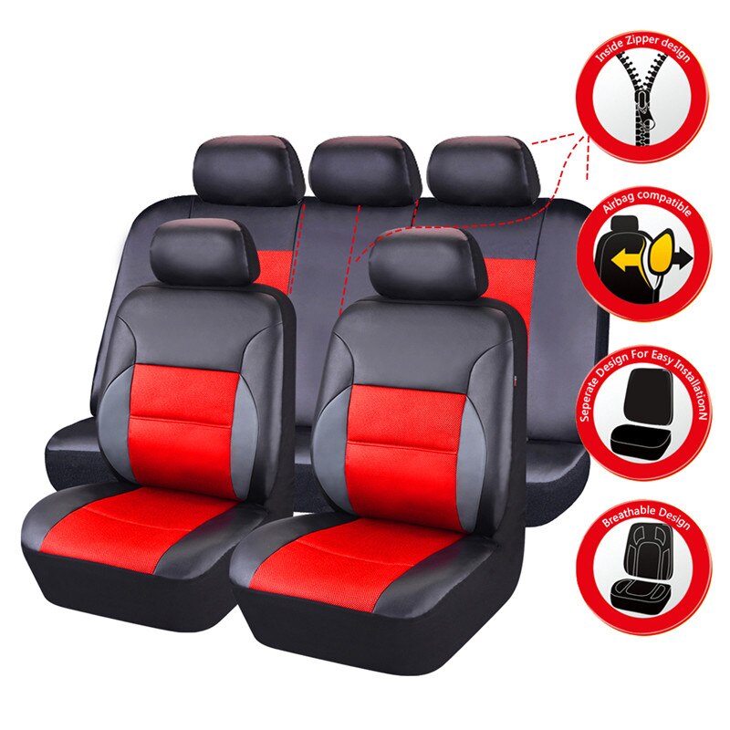 Auto-Pass Pvc Lederen Auto Bekleding Universele Bekleding Interieur Accessoires Auto-Styling Automobiles Stoelhoezen: Rood