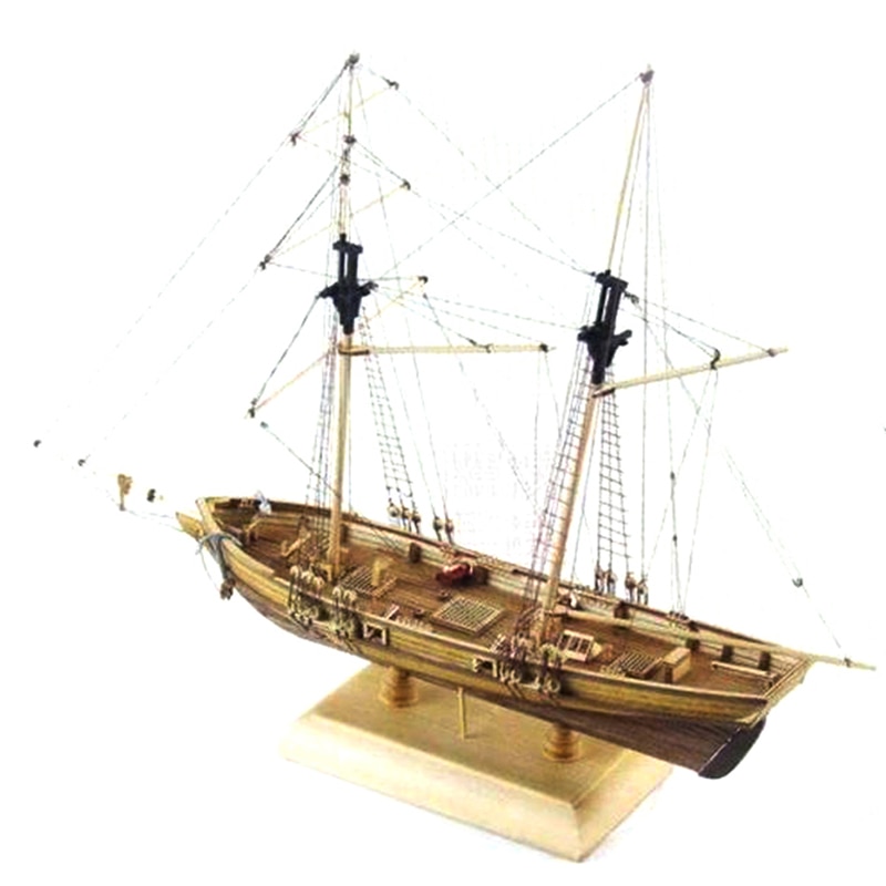 1:70 havn træ sejlbåd model diy kit skibssamling klassisk håndlavet træ sejlbåd børn legetøj: Default Title