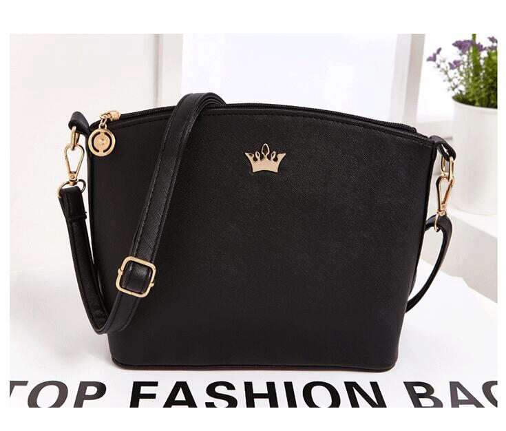 Shell Women Messenger Bags Cross Pattern Women Bags PU Leather Mini Women Shoulder Bag Female S-214: Black