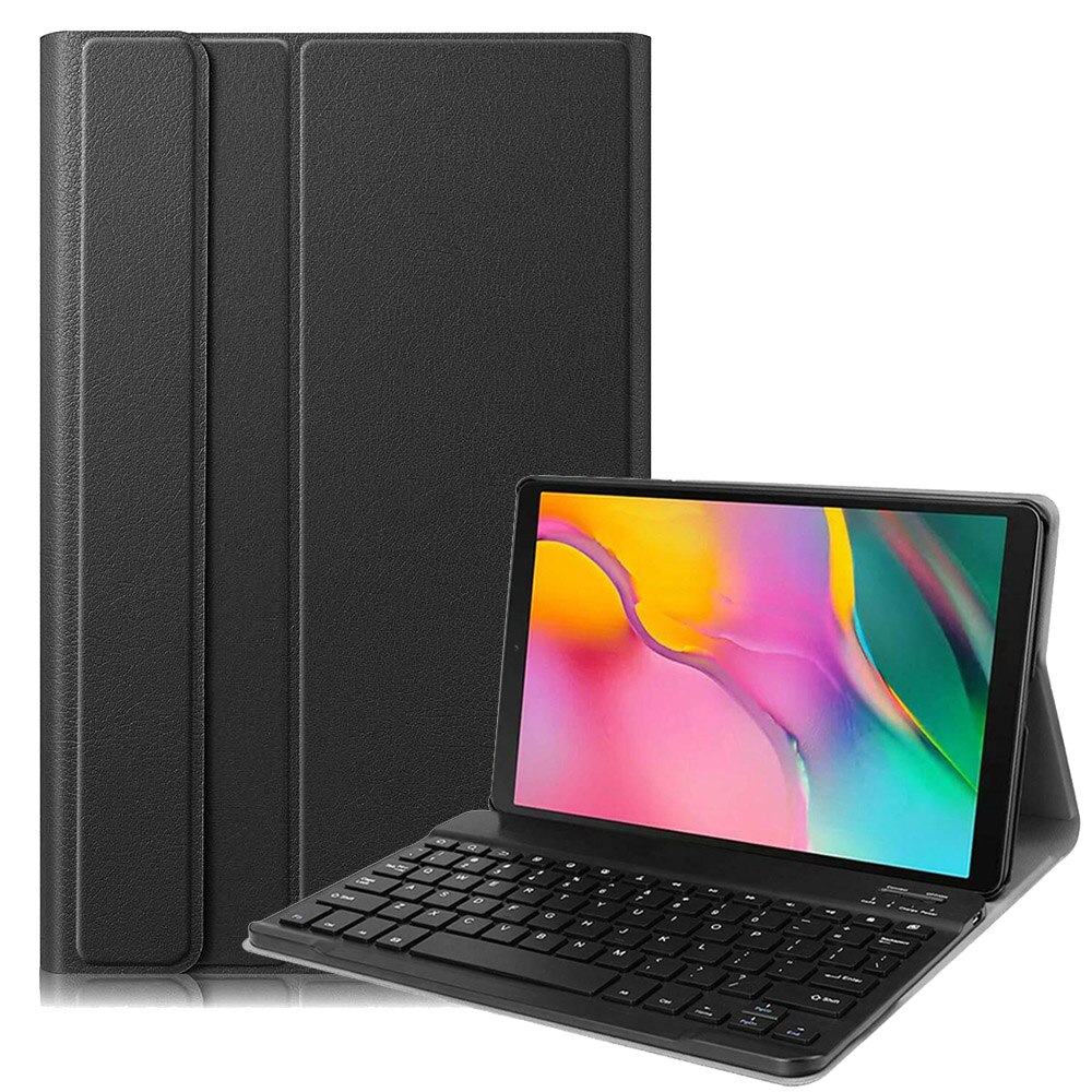 Voor Samsung Galaxy Tab Een 10.1 Toetsenbord Case SM-T510 SM-T515 Slanke Lederen Backlight Bluetooth Keybaord Cover Potlood Houder: Black-no Backlit