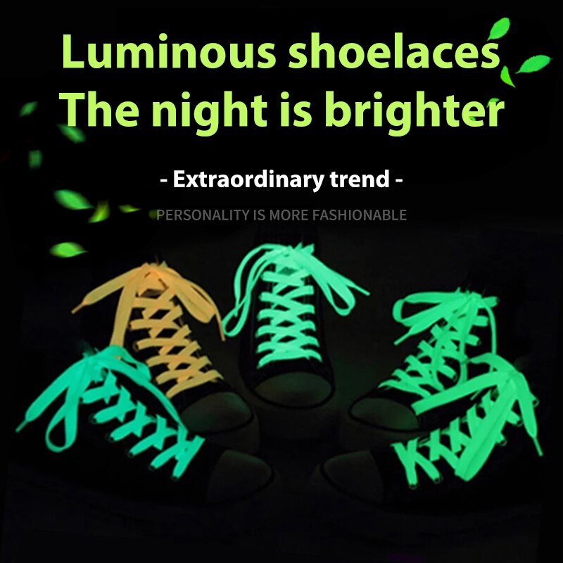 1 Paar 100Cm Lichtgevende Schoenveters Platte Sneakers Canvas Veters Glow In De Donkere Nacht Fluorescerende Shoestrings 6 Kleuren