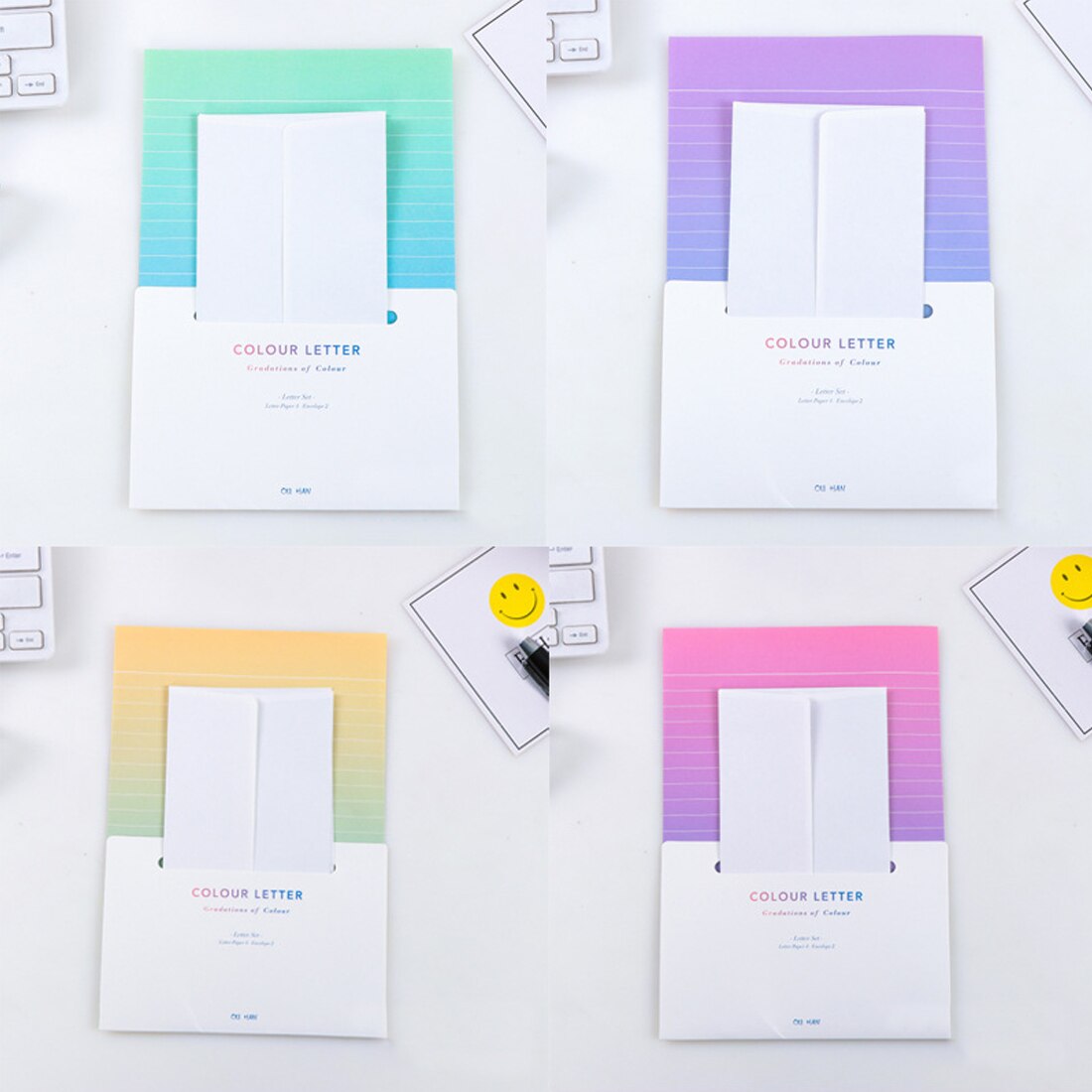FangNymph Kawaii dégradé enveloppes mignon écriture papier ensemble de lettres pour enfants fournitures scolaires étudiant fournitures scolaires
