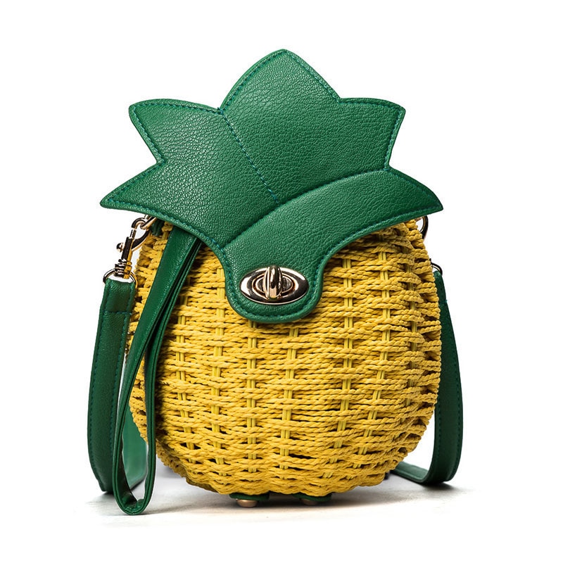 Donne Ananas Borse di Paglia Tessuto Del Progettista Femminile Borse A Spalla Pochette Tote Delle Donne del Sacchetto del Messaggero di Modo Delle Signore SS0319