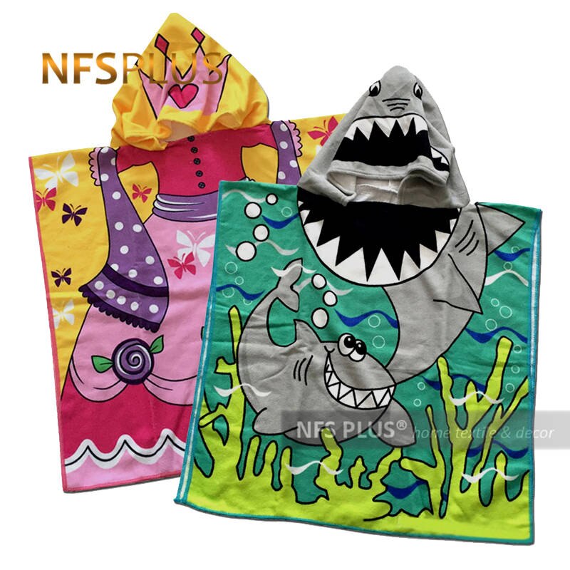 Baby Hooded Handdoek Voor Kinderen Kids Badjas Poncho Badhanddoek Voor Meisje Jongen Prinses Mermaid Shark Microfiber Reizen Strandlaken