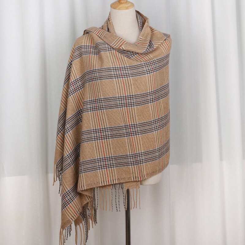 Winter Kasjmier Plaid Sjaal Vrouwen Warme Sjaal Wraps Zachte Pashmina Mannen Lange Kwasten Sjaals Dikke Deken Foulard Bandana: 3