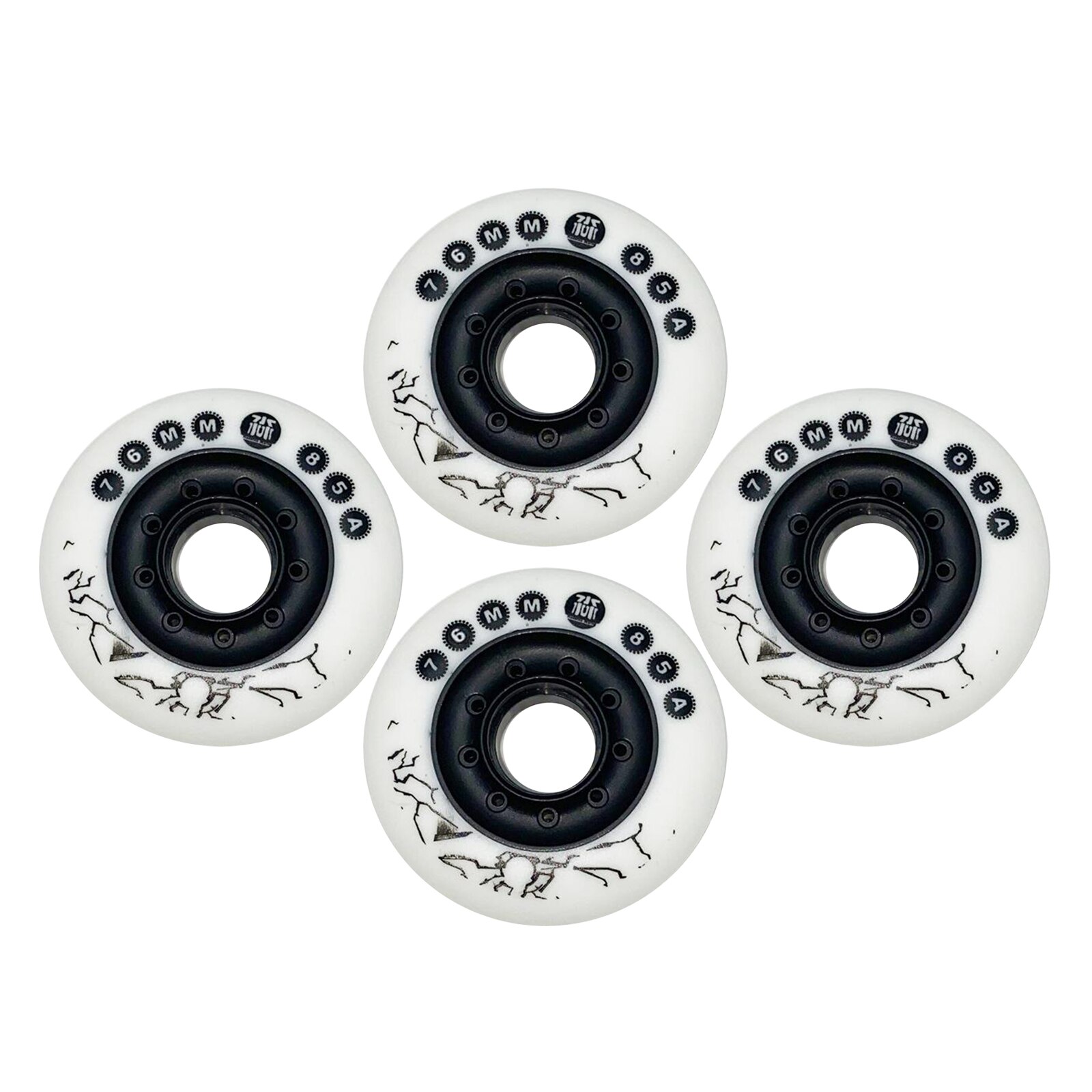 4PCS Universal Hockey Ice Roller Skating Wheels PU Wear-Resistant Wheels Single - Row Roller Skates Accessories: White 76mm