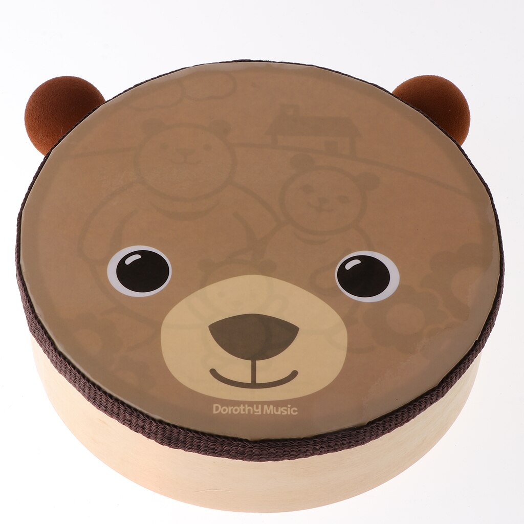 Cartoon Bear Pattern Hand Drum Percussion Toy for Music Instruments Learning Early Education Birthday