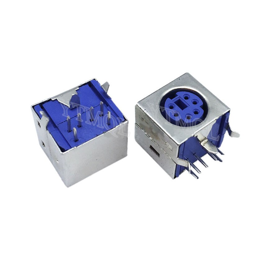 5pcs Mini Din 3 4 5 6 7 8 9 Pin Female Din Sockets MD-SM Shield Right Angle Through Holes PCB Circular Receptacle Connector: green