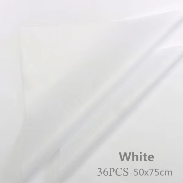 36Sheets DIY Tissue Paper 50x75cm Flower Packing Wrapper Bouquet Wrapping Paper Craft Paper Scrapbook Floral Wrapping: WHITE