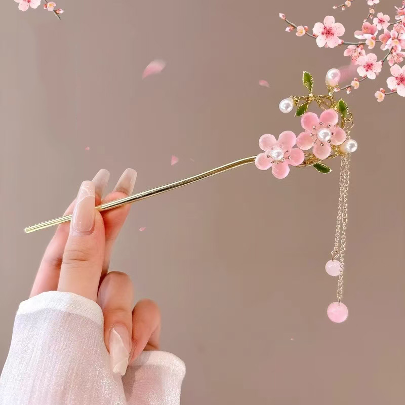 Accesorio para el cabello de estilo chino romántico, joyería de aleación, aguja para el cabello para mujer, adecuado para uso diario, , horquilla de para niñas, 1 ud.: Chapado en oro antiguo