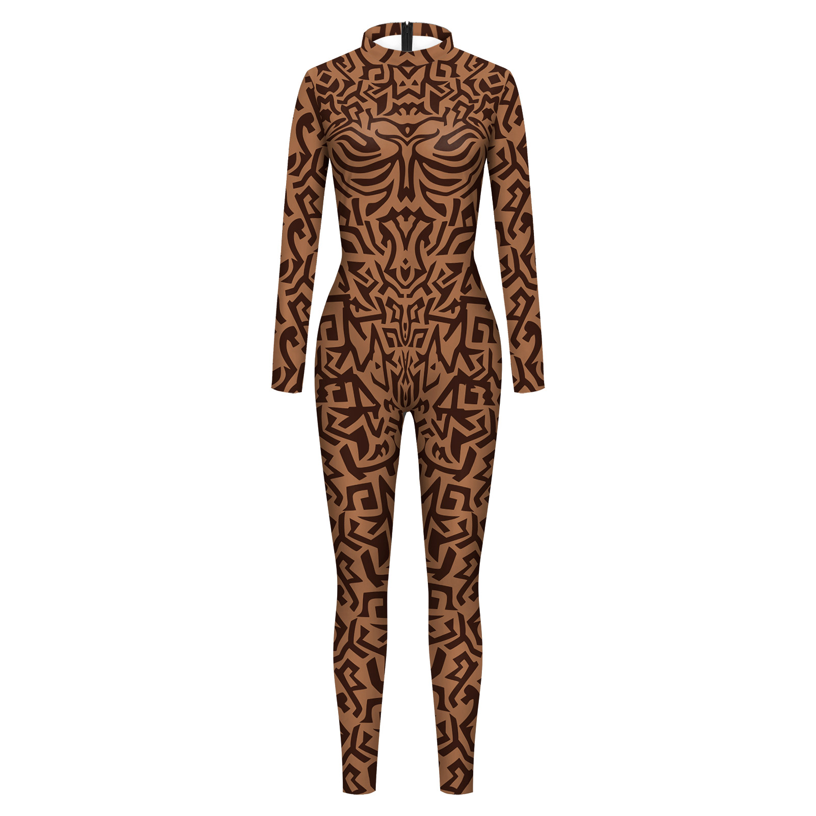 [du er min hemmelighed] halloween sort/hvid sommerfuglelinje cyber sort/hvid mønster bodysuit dame zentai-dragt: S / Mørkegrå