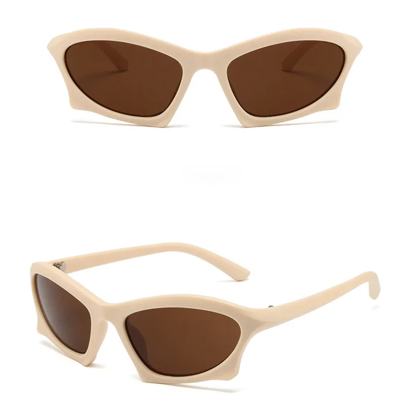 Populaire Vrouwen Mannen Punk Zonnebril Unieke Sport Zonnebril Unisex UV400 Goggle Shades Spiegel Kleurrijke Y2k Brillen Gafas De Sol: Oranje