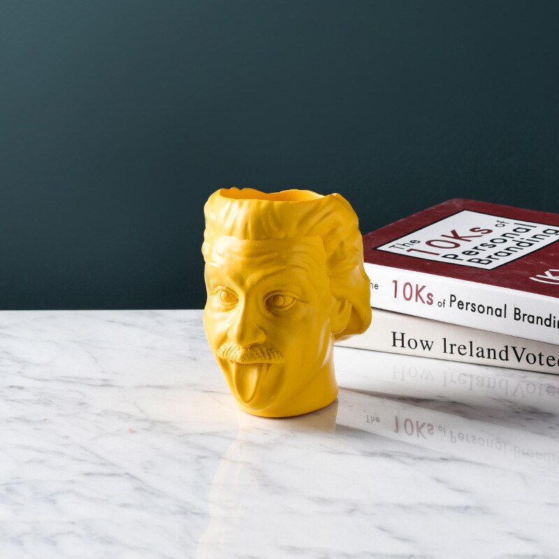 Art visage humain Vase tête humaine Vase Portrait Pot de fleur porte-stylo réservoir de stockage Arrangement de fleurs scientifique Statue ornement: Yellow