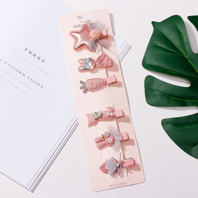 6 pz/impostato per Bambini bella Ragazze stella Animale Capelli Della Principessa Pinze Accessori per Capelli Carino Bambini Del Fiore Del Merletto Barrette Forcelle: 2