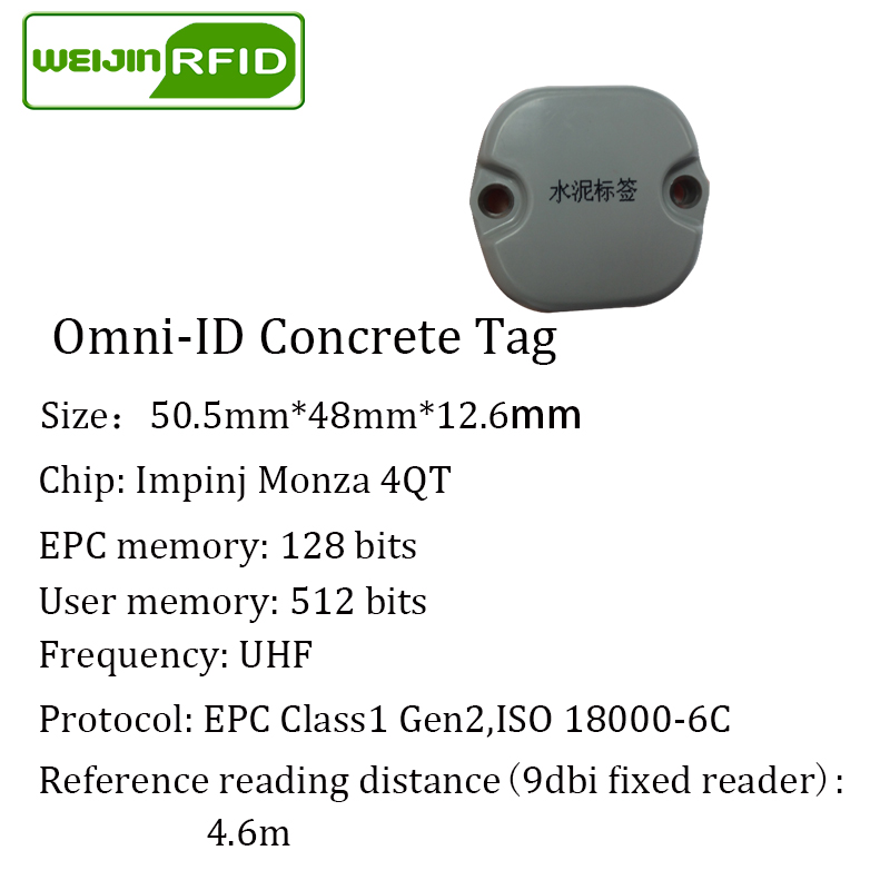 UHF RFID Concrete tag omni-ID 915mhz 868mhz Impinj Monza4QT EPC 10pcs durable ABS smart card passive RFID tags