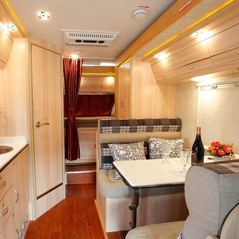 RV LED Dome Lights 12V-24V,Warm White &amp; Blue Dimmable Ceiling Lamp with Contact Switch,for Motorhome Trailer Camper Boat