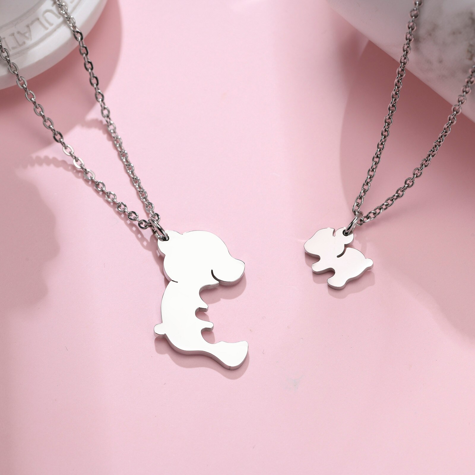 Vrouwen Ketting Set, Mama Moeder Baby Beer Hangers Met 20Inch Ketting, Schattige Dieren Hals Kraag, moederdag