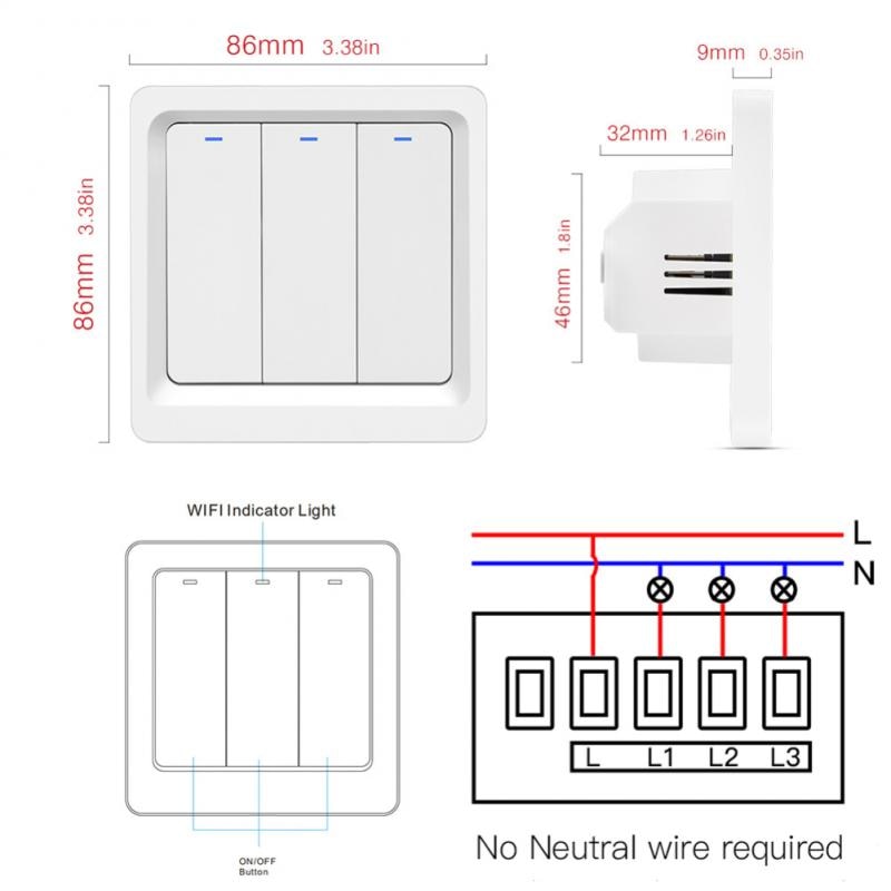 Wifi Wall Touch Switch 1/2/3 Gang 220V Zigbee TUYA Single Fire Smart Touch Switch For Alexa Google Home Assistant EU Smart Home