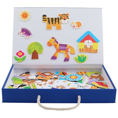 Nuovi giocattoli per bambini giocattoli in legno cartone animato animale Puzzle magnetico disegno giocattoli tavolo giocattoli educativi precoci per bambini regalo ragazza: A