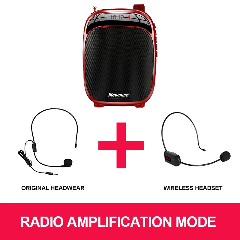 Bærbar megafon højttaler stemmeforstærker trådløs megafon med mikrofon sort / lyserød / rød radio til udendørs undervisningskonference: Bundt 2 rød