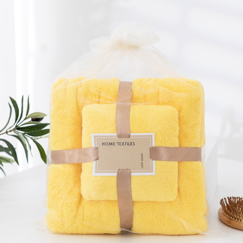 Microfiber Handdoek Set Coral Fleece Absorberende Haar Zwemmen Gezicht Hand Badhanddoek Sets Microvezel Badkamer Handdoeken Sets: YELLOW
