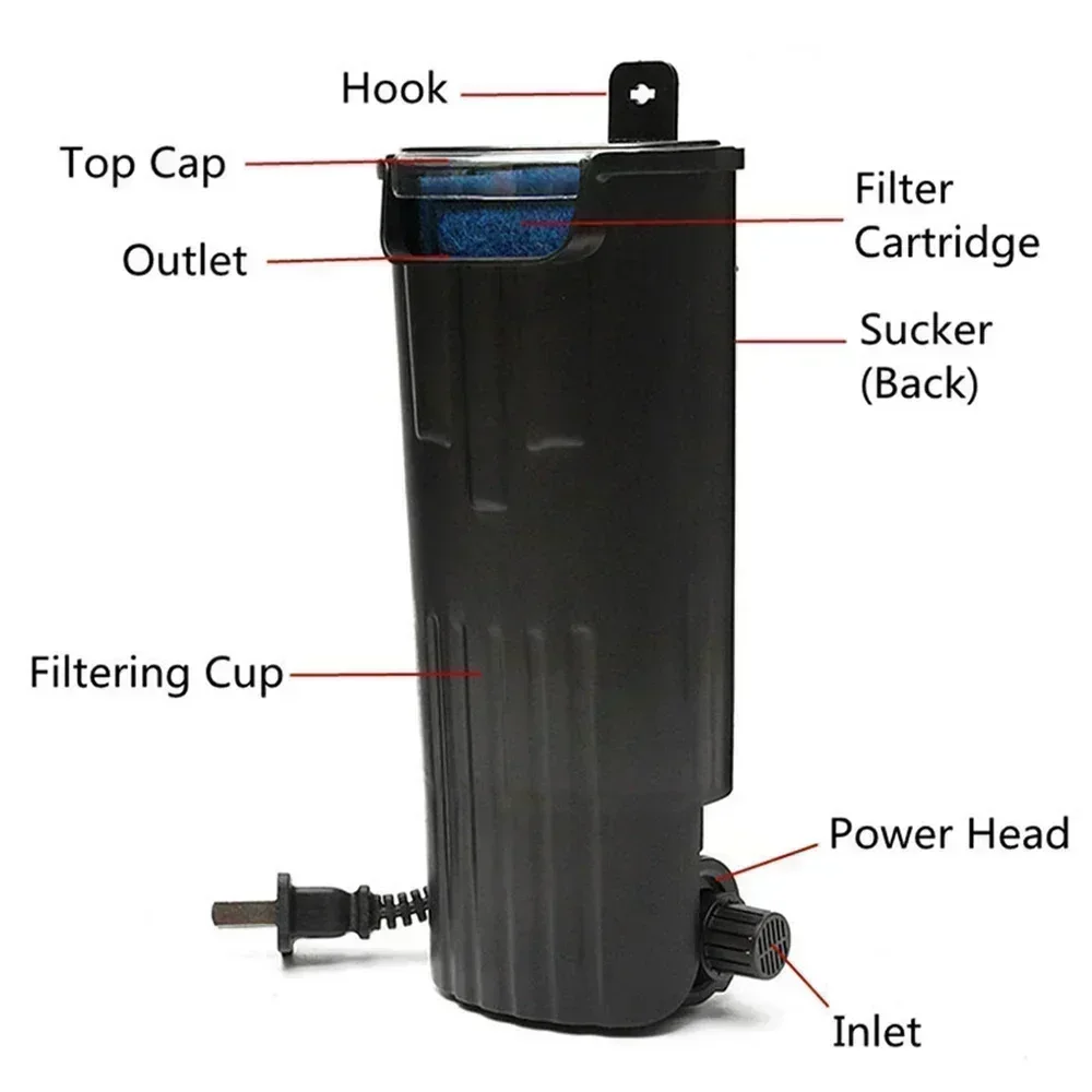 Piccolo filtro silenzioso Serbatoio per tartarughe Filtro a basso livello d'acqua Multiplo in uno Filtro a cascata incorporato Pompa pulita in plastica per acquario