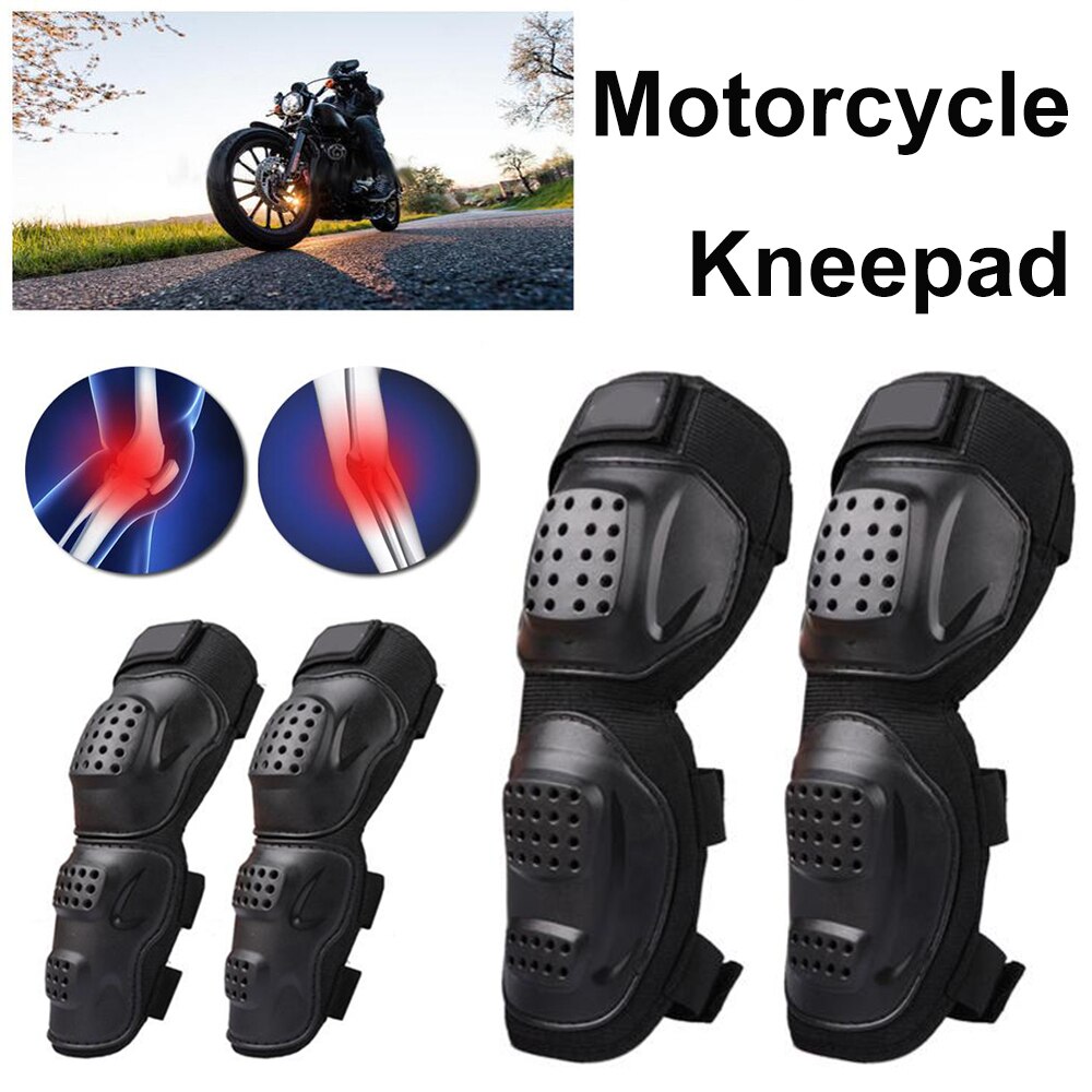 4Pcs Motocross Knee Pad Protector Brace Bescherming Elleboog Kneepad Motorfiets Sport Fietsen Guard Protector Knie Guard Black