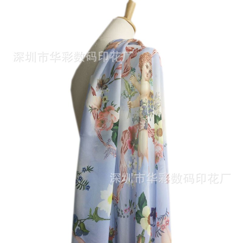 Polyester chiffon fabric brand digital printing dress fabric meter handmade DIY polyester fabric polyester cloth