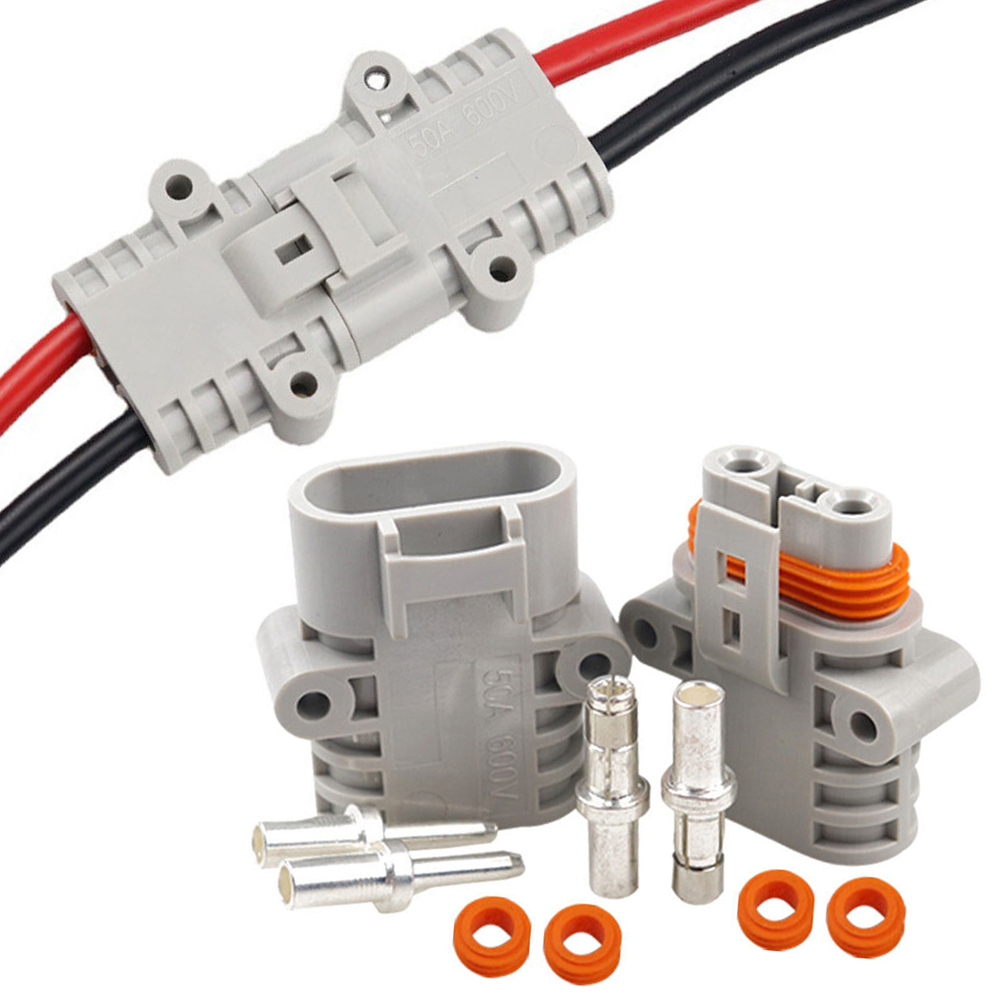 50A 600V High Power Male/Female Connector Straight Plug For Electric Car Battery 50A 600V 2 Number Of Stitches Connector