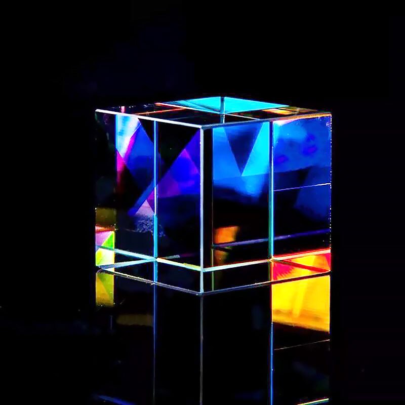 Prism Six-Sided Bright Light Combine Cube Prism Stained Glass Beam Splitting Prism Optical Experiment Instrument Bright Bright