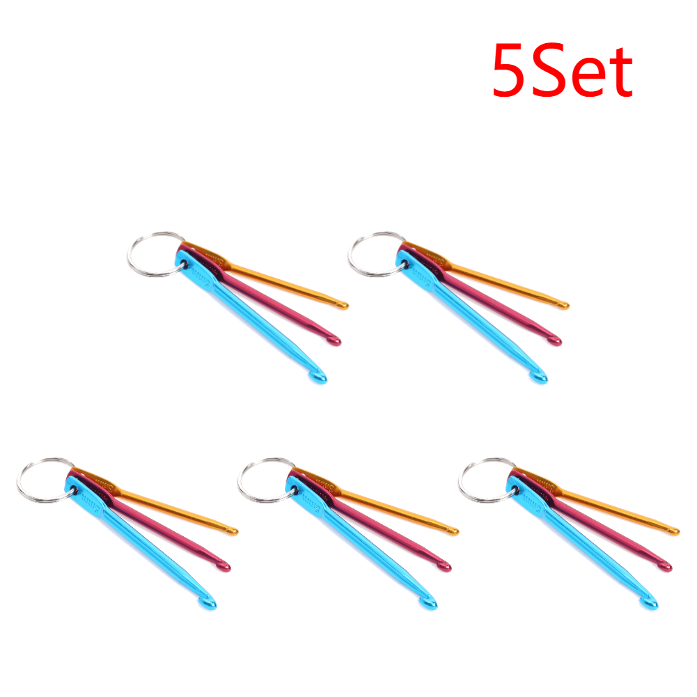 5Set 3 Stuks Haaknaalden Veelkleurige Mini Aluminium Sleutelhanger Haakhaken Diy Ambachten Gereedschap Breien Weven Haarnaalden: Oranje