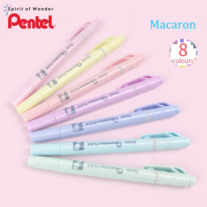 Resaltador de línea recta de doble cabeza SLW11, color rosa macaron, texto de alto brillo, annotati, 8 Uds.