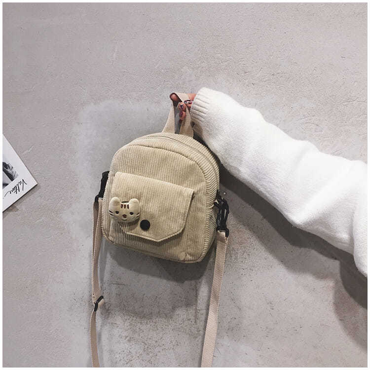 Sw sort/beige/grøn sjov fløjlsbukser mini håndtaske skuldertaske koreansk sød pige kvinder messenger tasker: Beige