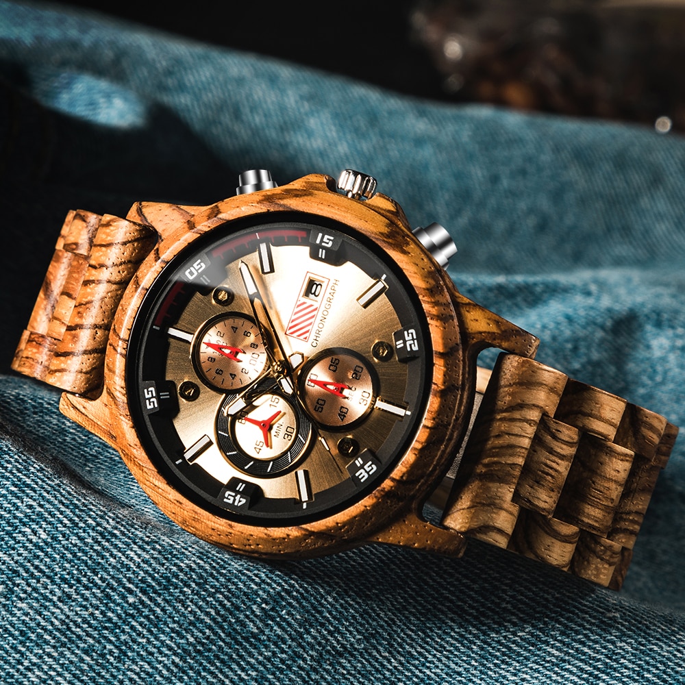 Sorpresa para el hijo, reloj deportivo de lujo tallado de madera, de cumpleaños de Graduación