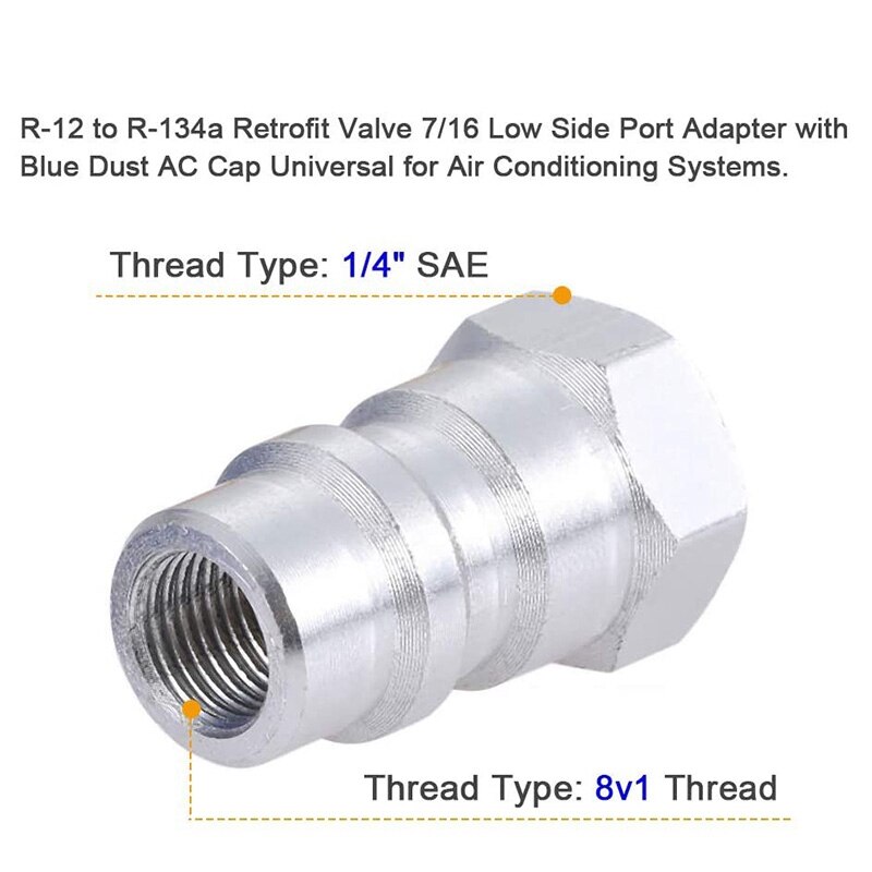 R134A Charging Hose with Pressure Gauge, Refrigerant Can Tap R134A Can to R-12/R-22 Port, R-12 to R-134A Retrofit Valve