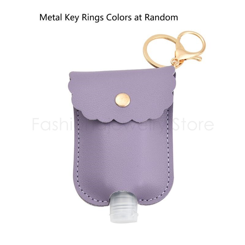 60ml Tragbare Squeeze Flasche Leere Dicht Kunststoff Reise Flasche für Hand Sanitizer mit Leder Keychain Halter Clips: LILA