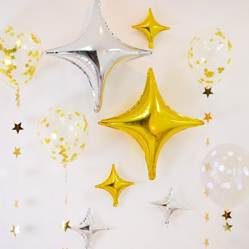 5pc 10/18 Zoll vier-Stern Folie Ballon Hochzeit Baby Geburtstag Party Dekorationen Hintergrund Aluminium Stern Ballon