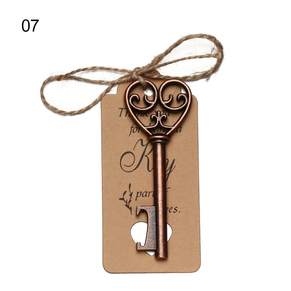 1PC Retro Key Shaped Bottle Opener Wine Keychain Souvenir Card Label Pendant Beer Opener Wedding Party Kitchen Accessories: type2-7