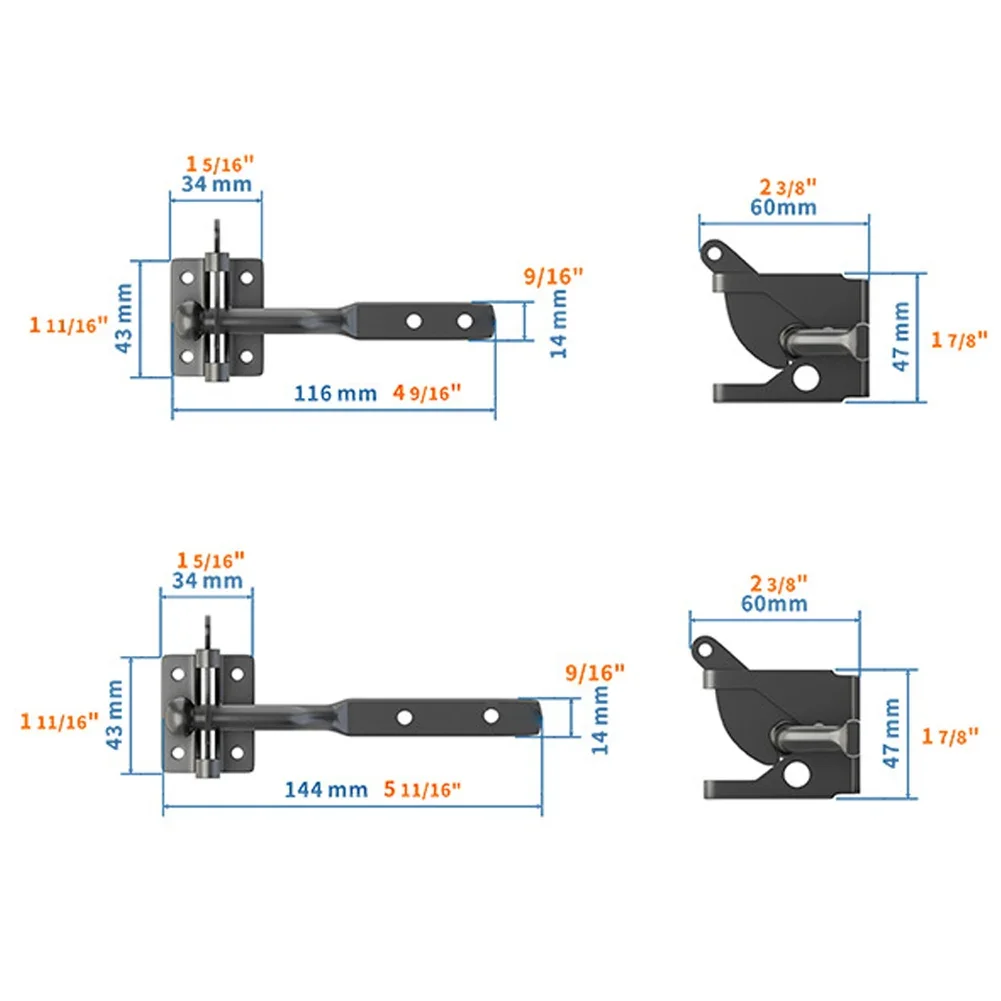 Self Locking Gate Latch Automatic Heavy Force Lever Fence Gate Lock For Wood Fence Gate Door Latches Steel Black Fence Lock Tool