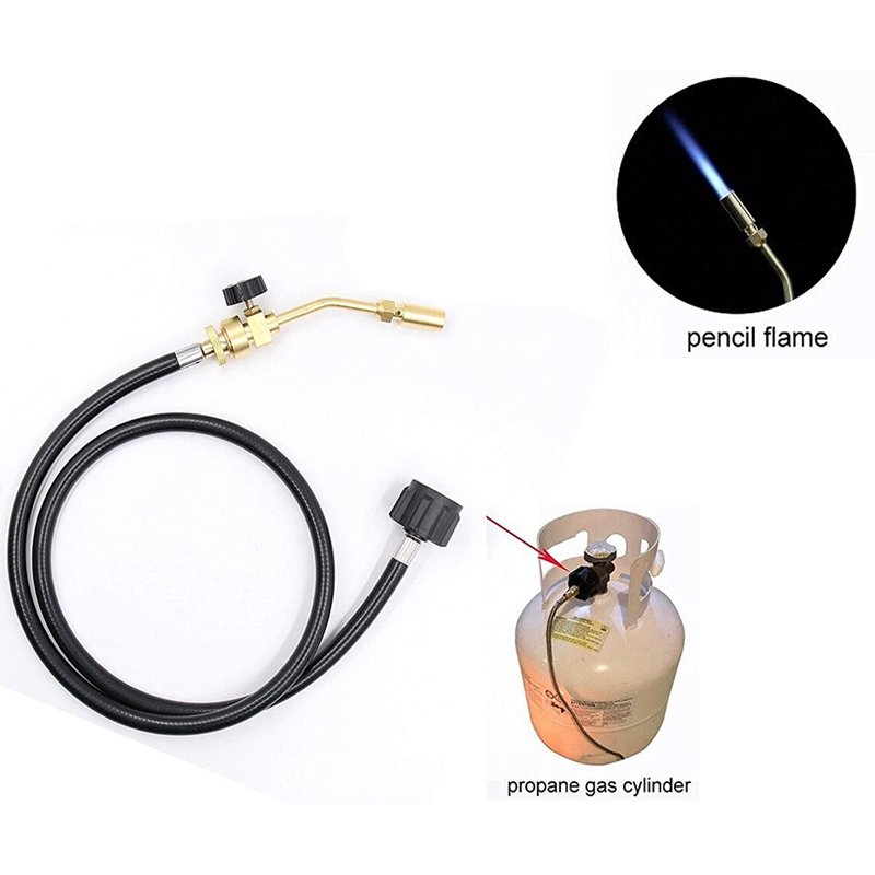 Propan Fackel Kit, Messing LargePencil Flamme Gas Schweißen Taschenlampe Kopf Düse mit Propan Adapter Schlauch Verbindet für Löten