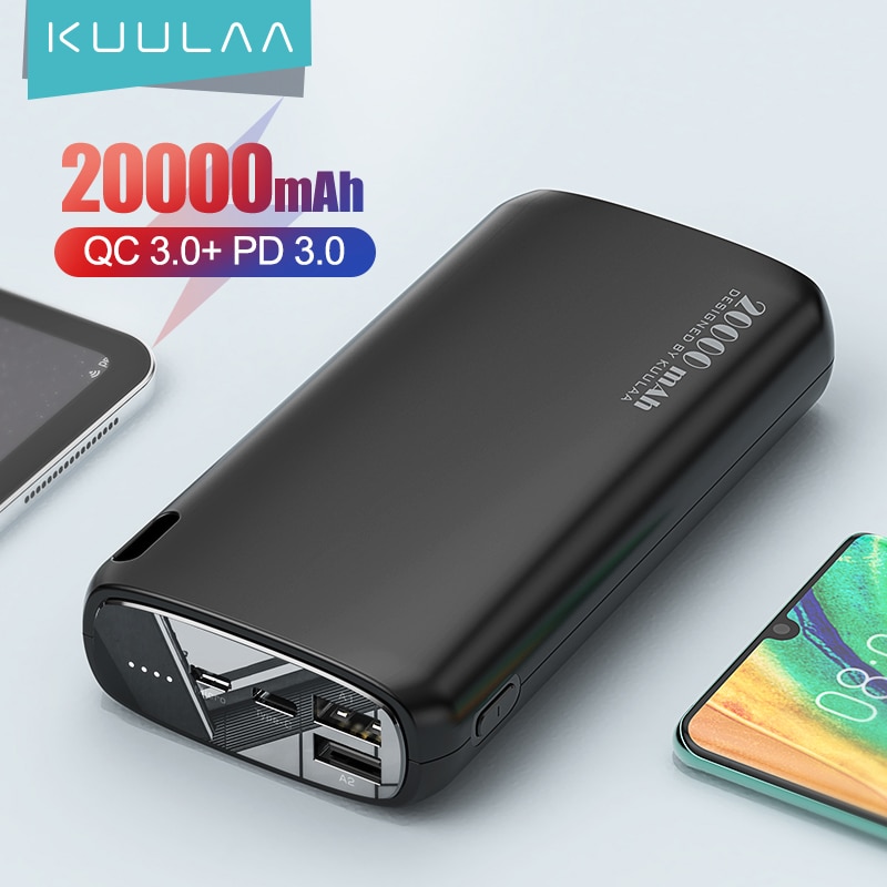 Banco de energia KUULAA 20000mAh carregador portátil de banco de energia bateria externa USB de carregamento rápido banco de energia para iPhone Samsung Xiaomi carregador portátil carregador portátil para celular