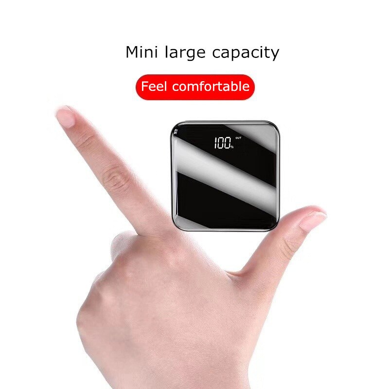 Mini cargador de batería externo para iPhone/Samsung, luz LED, pantalla completa, Monitor LCD, 8000mAh, USB dual, portátil, funda de Banco de energía