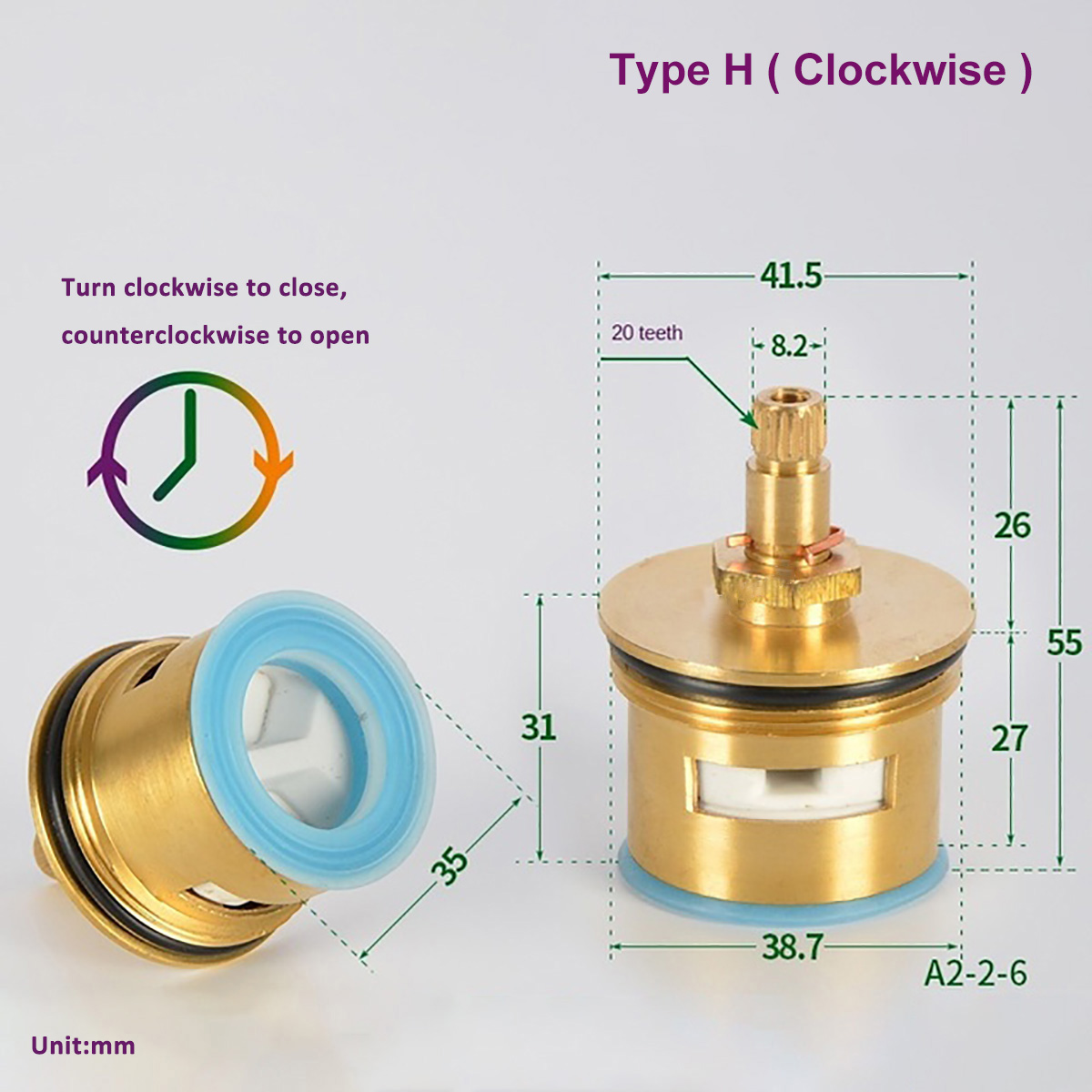 Universal Replacement Tap Valves Brass Ceramic Disc Cartridge Inner Faucet Valve for Bathroom Kitchen Clockwise / Anti-clockwise: green